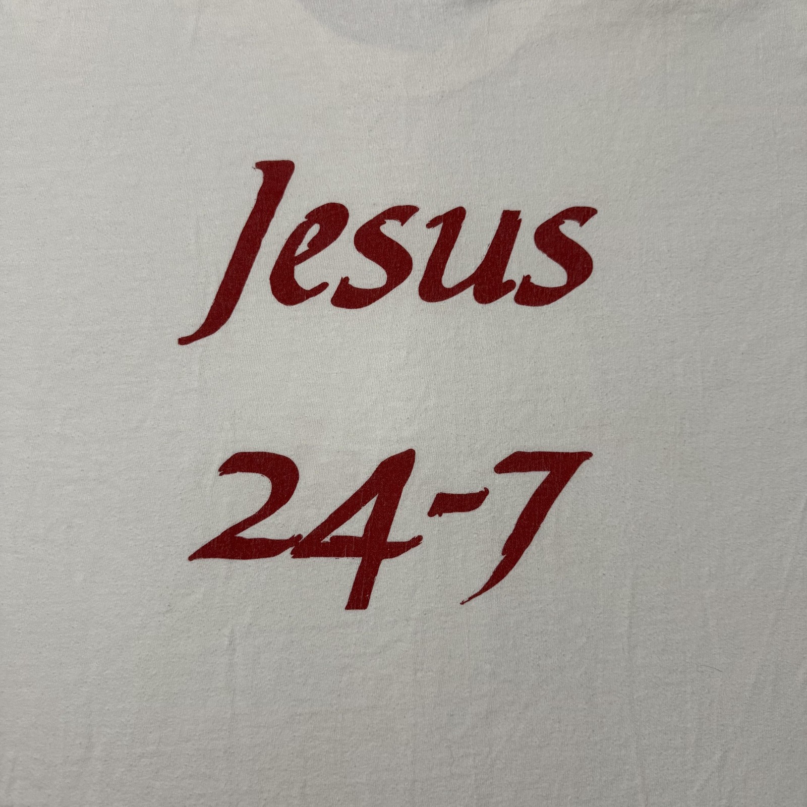 Vintage 90s Jesus 24-7 Shirt Mens L White Christian Clock Funny Graphic Tee