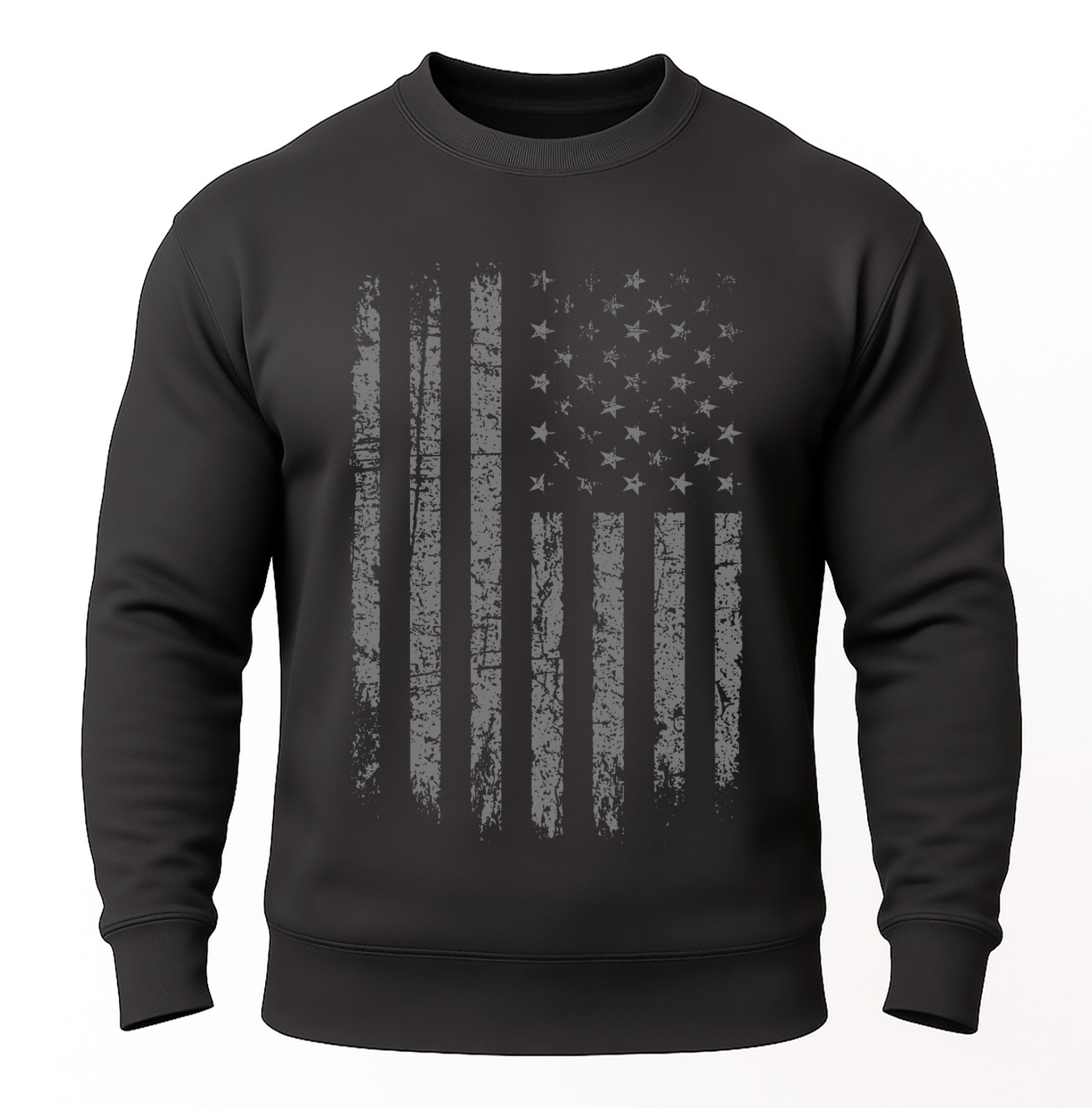 USA Flag Crewneck Sweatshirt | Vintage Distressed Flag | Patriotic Pullover