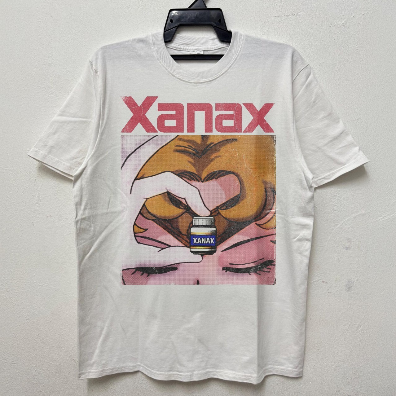 Xanax Anime Girl Aesthetic Funny Parody Retro Unisex White Cotton T-Shirt S-5XL