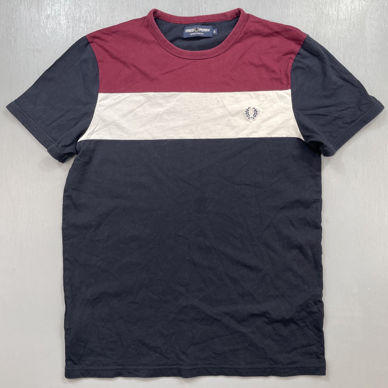 Fred Perry Sportswear Shirt Mens Small Crewneck Tee Colorblock Striped Blokecore