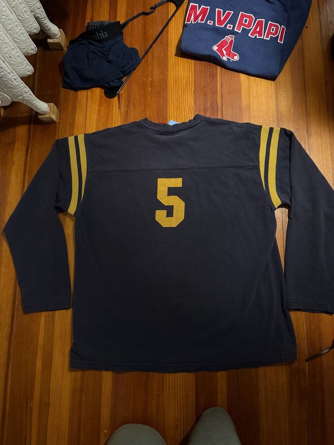 Vintage Mossimo Blue Long Sleeve Football Style Shirt with Number 5