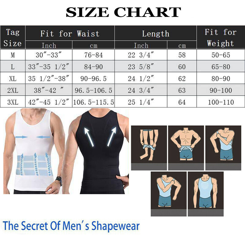 Men Body Slimming Tummy Shaper Underwear shapewear Waist Girdle Top Shirt Vest