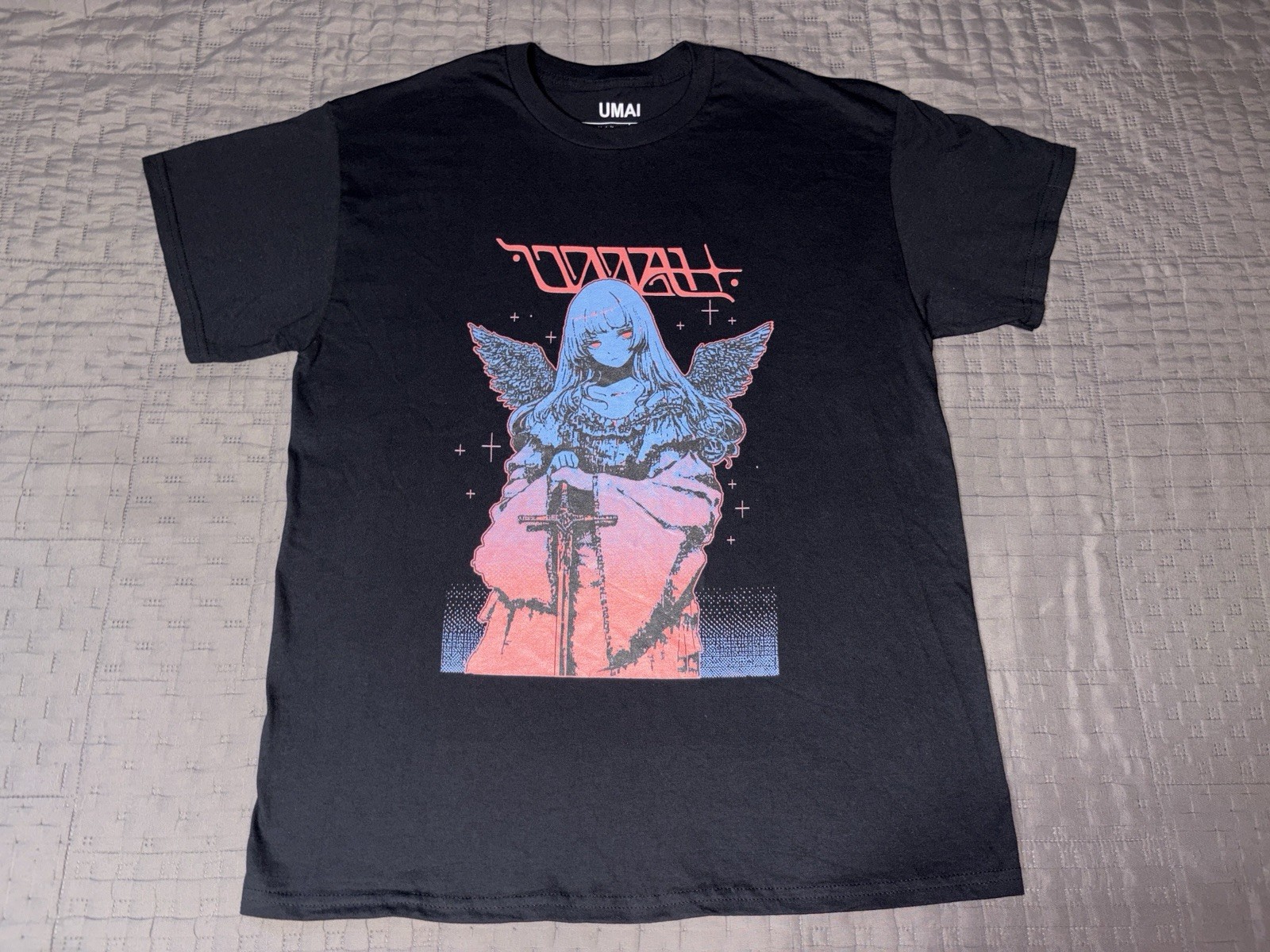 UMAI Bled Through T-Shirt with Angel Graphic size Lrg