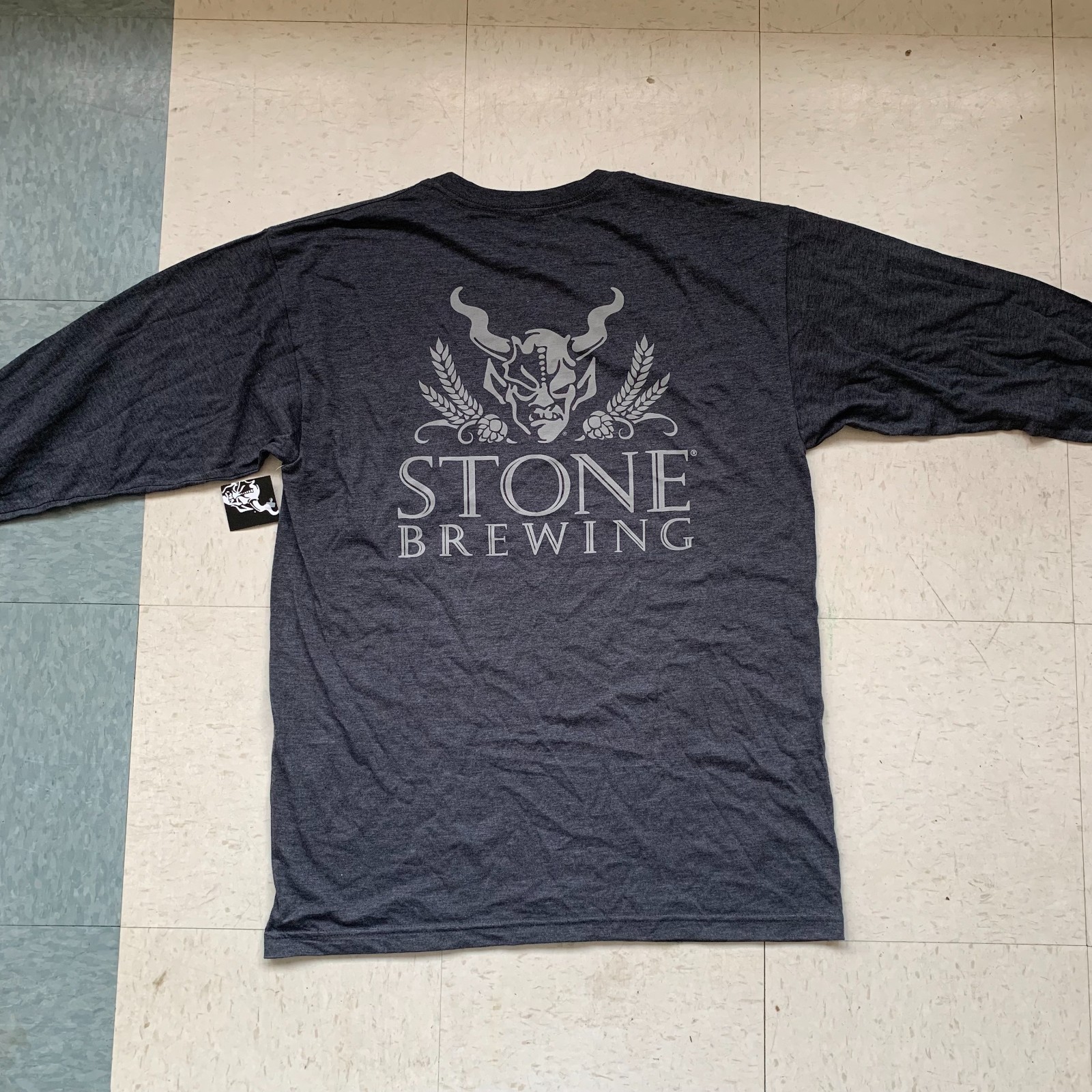 NEW STONE BREWING Black Double Sided Long Sleeve LOGO Spellout T Shirt Pick Size