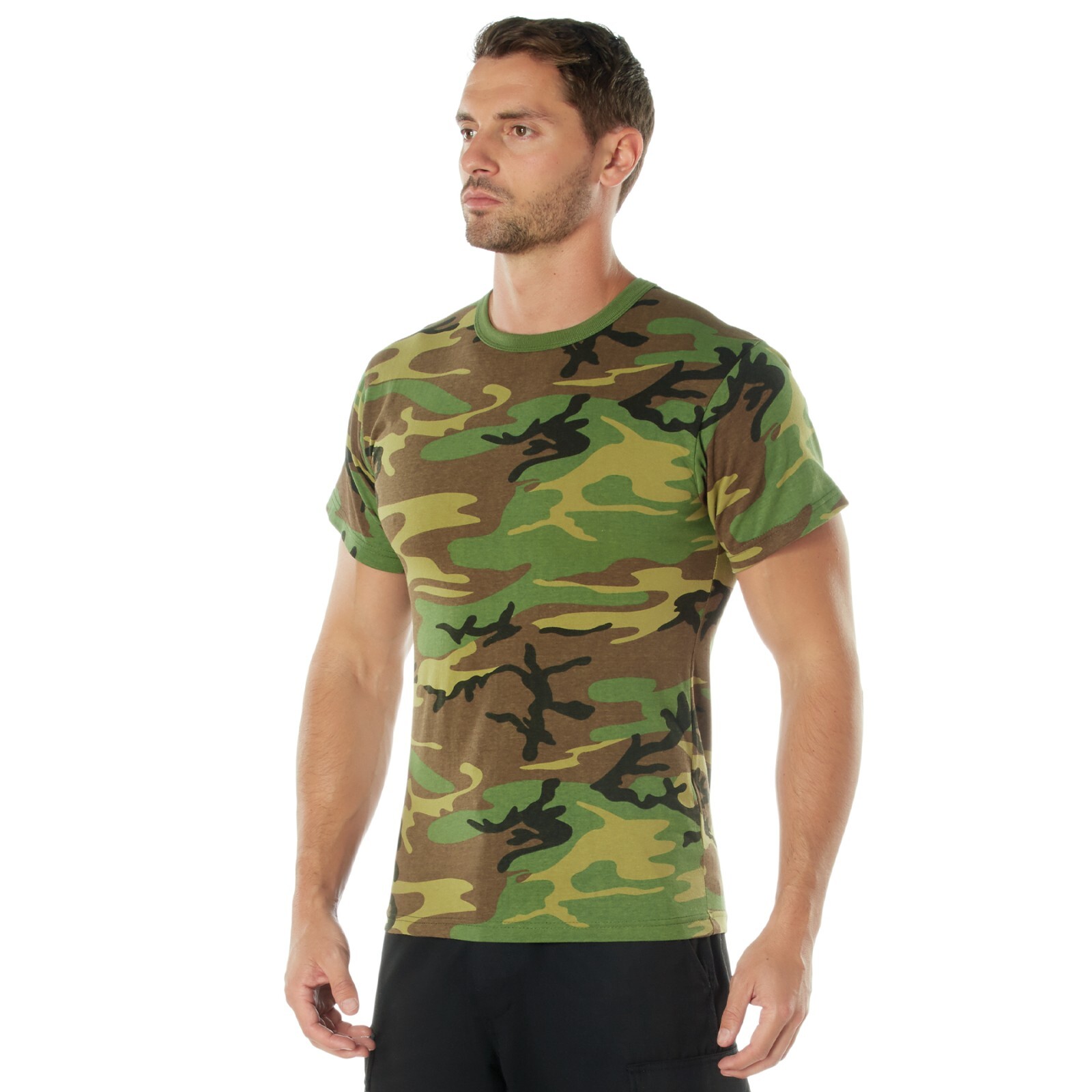 Men’s Camo Short Sleeve T-Shirt – Rothco Poly/Cotton Woodland Camo Tee