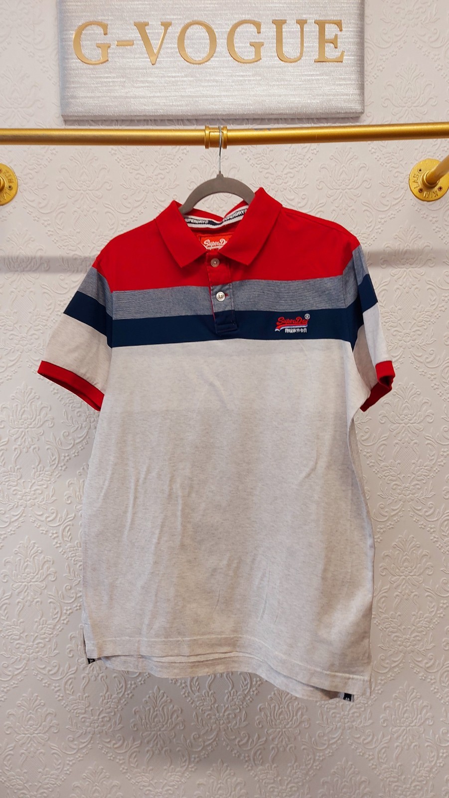 Superdry Mens TShirt Top Size L Multicoloured Short Sleeve Collared Polo