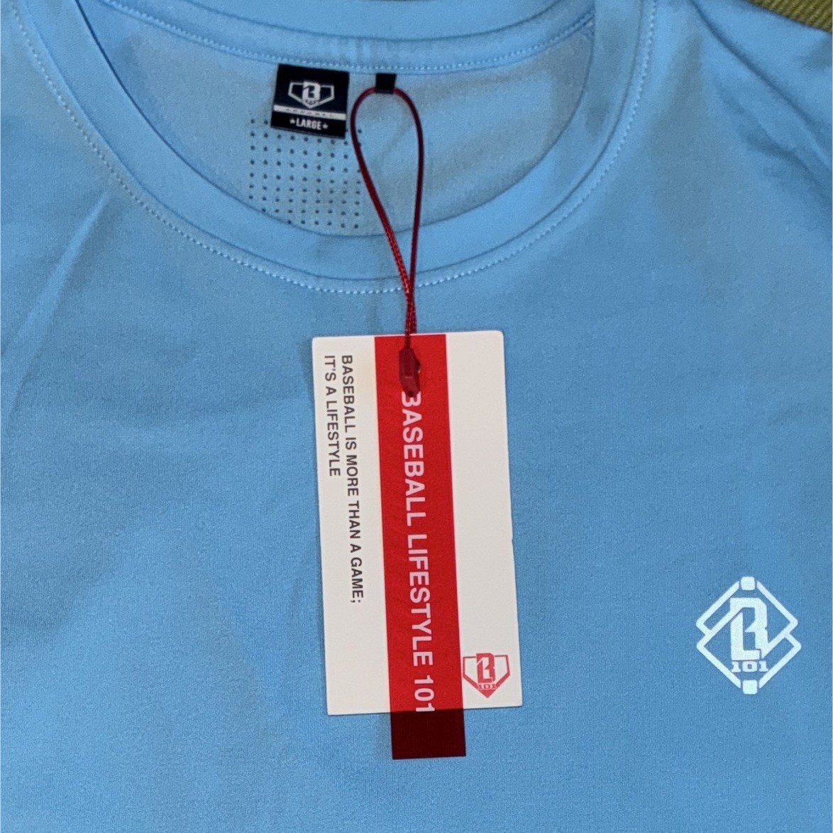 Baseball Lifestyle 101 Men’s Blue Solid Logo Crew Neck Short Sleeve T-Shirt L