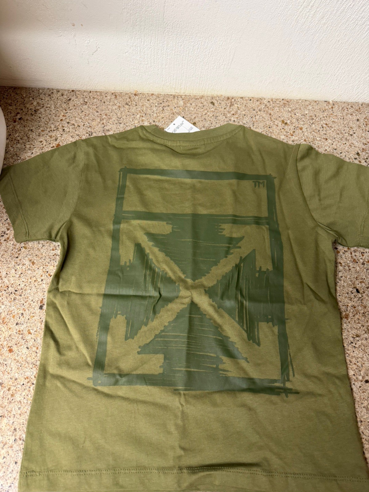 New Off-White Kids “Off Stitch” Cotton T-Shirt in a Beige/Sand Size (S8)