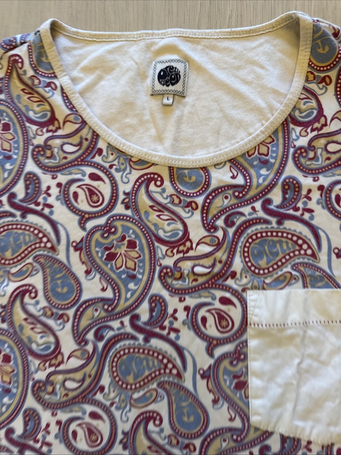 Pretty Green L Multicoloured Paisley Pattern Pocket T Shirt