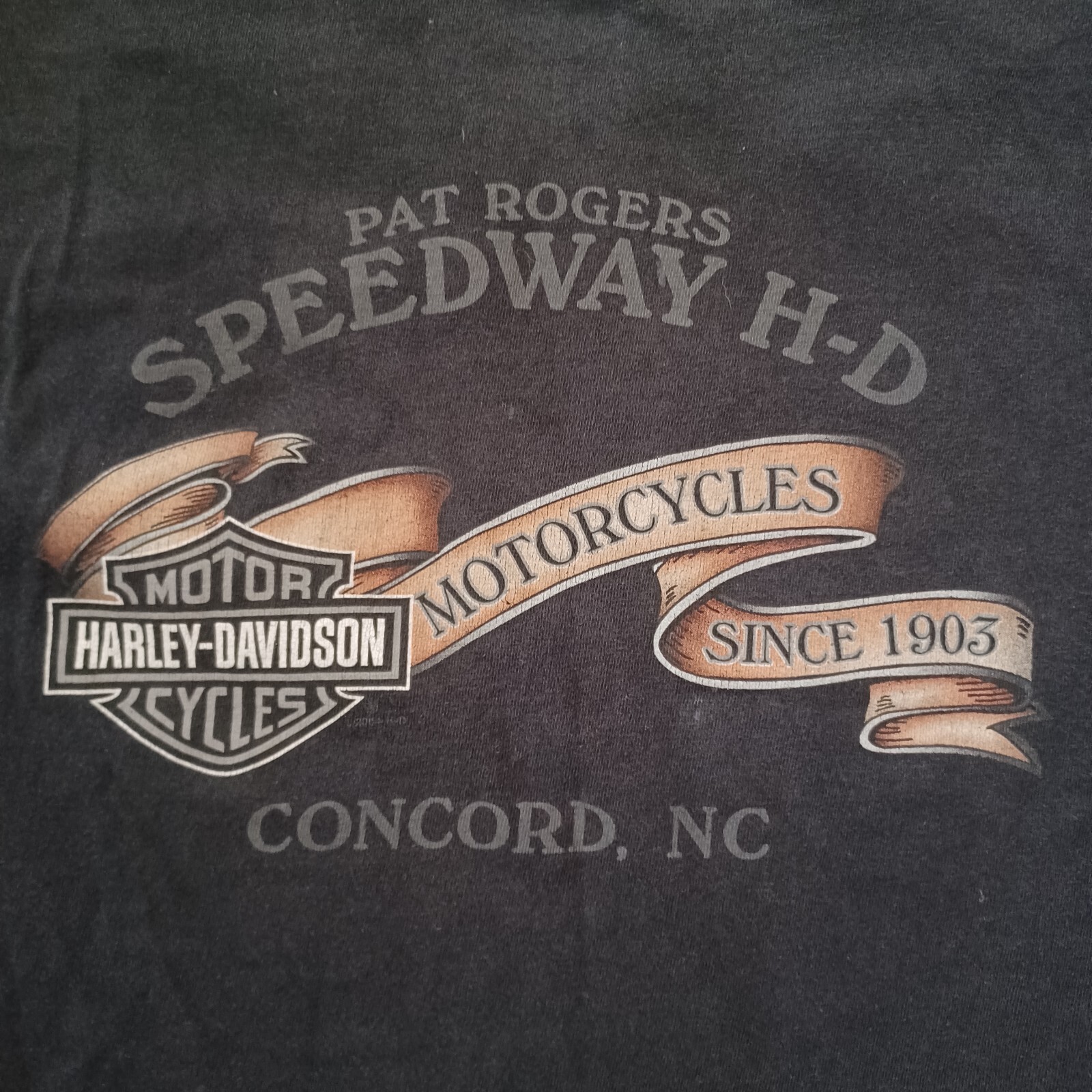 Vtg Harley Davidson T Shirt Mens Black L Logo Pat Rogers Speedway Motorcycle Y2K