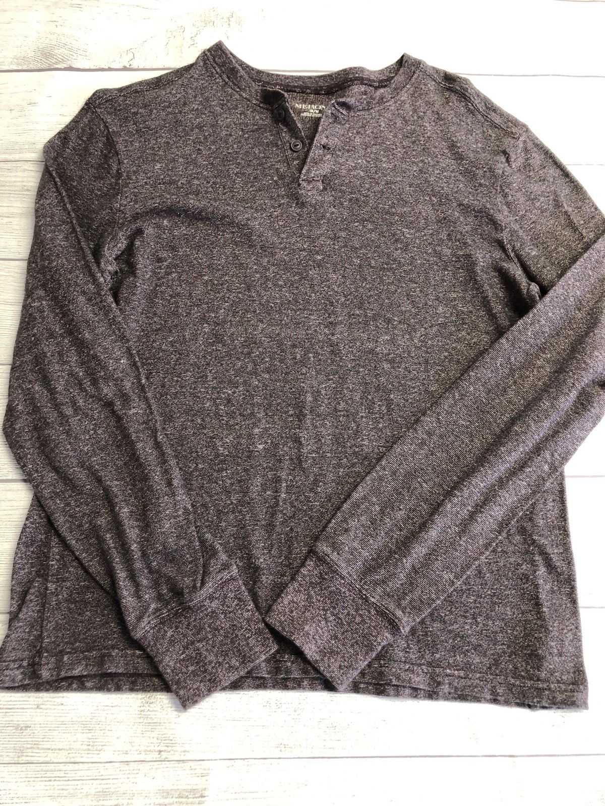 Merona Henley Shirt Mens Medium Gray Long Sleeve Tagless Jersey Tee Casual