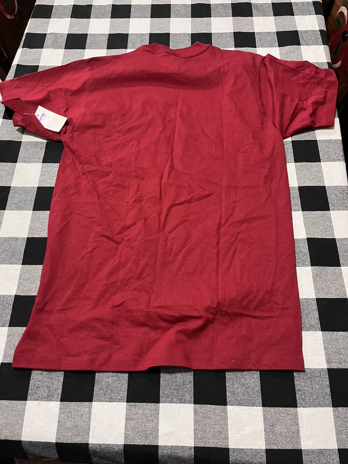Russell Athletic Maroon Blank T-Shirt Size M USA Made Burgundy