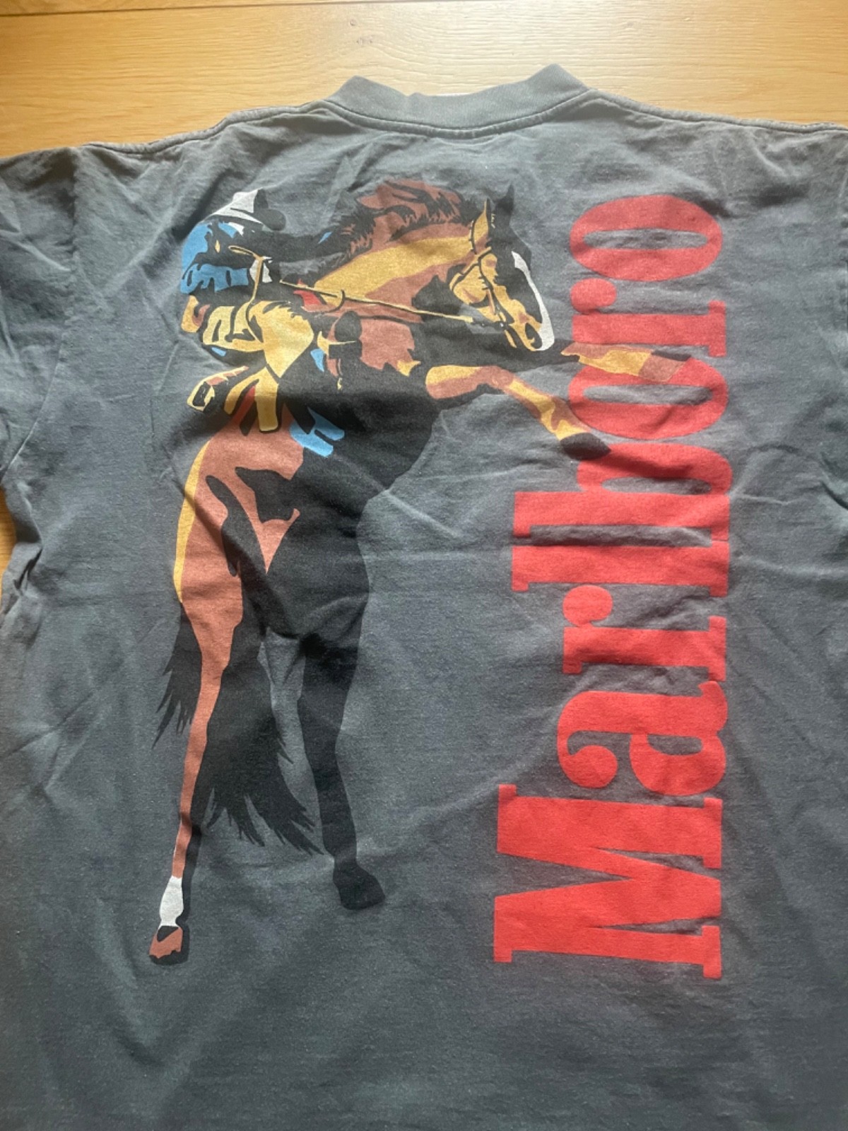Vintage Tultex Marlboro Graphic T-Shirt Gray Cowboy Western Single Stitch Size L