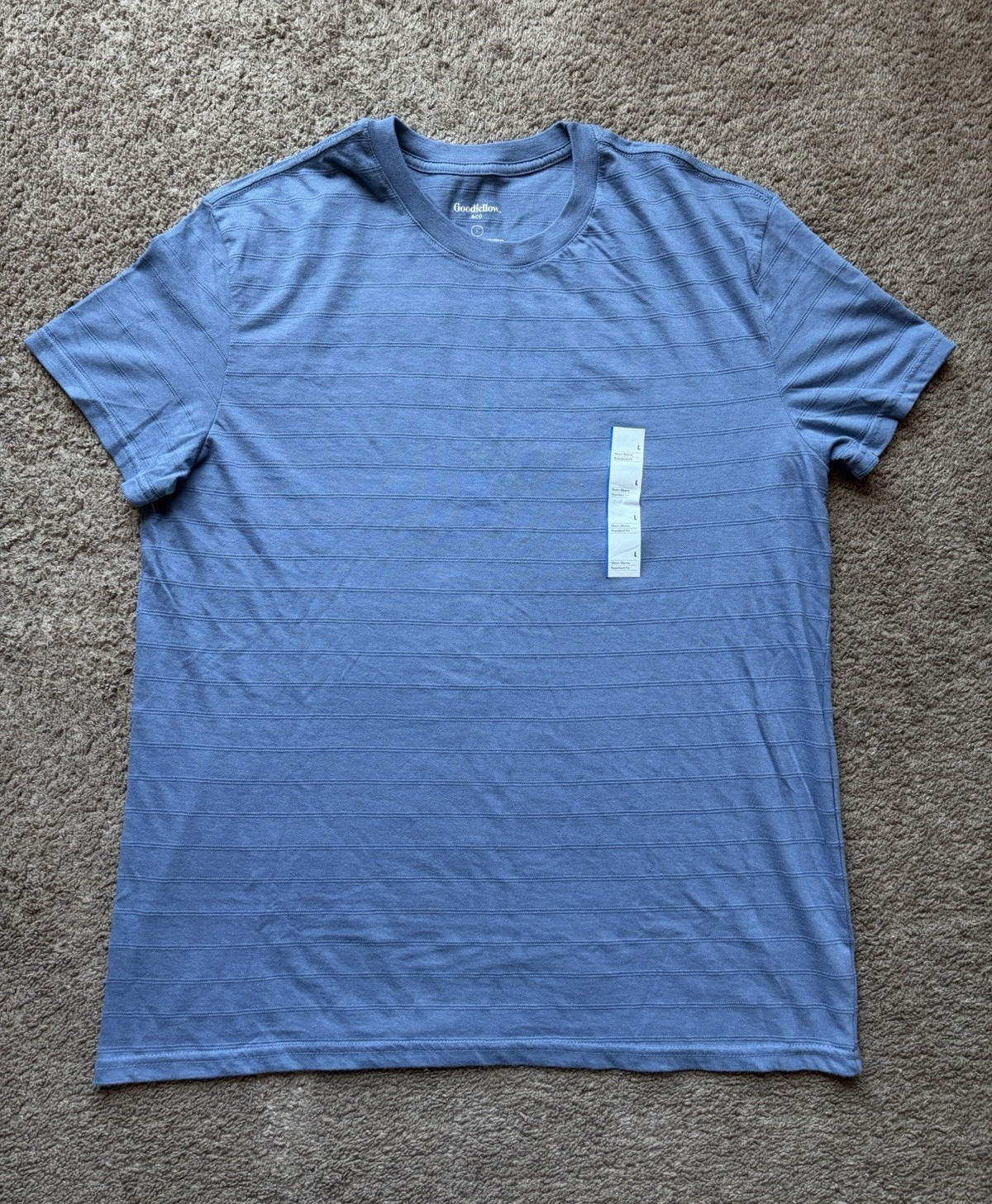 Goodfellow & Co Men’s L Standard Fit Crew Neck Short Sleeve Blue Stripe Tee