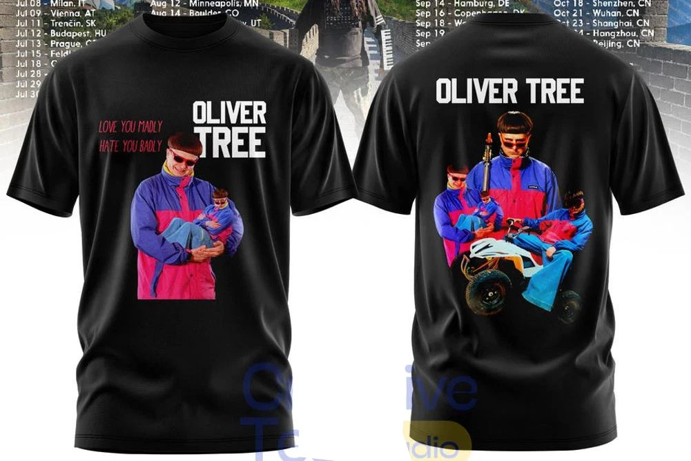 Oliver Tree Shirt Love You Madly Hate You Badly World Tour 2026 Tee Black