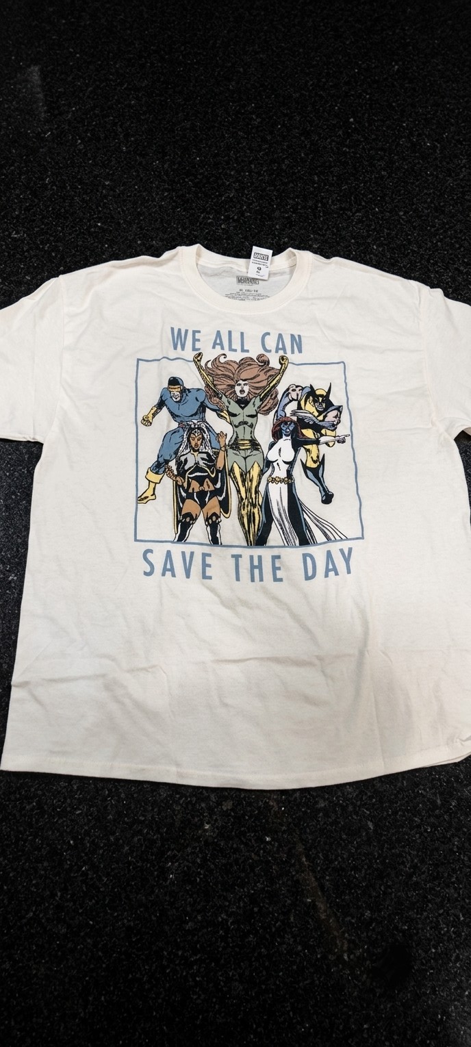 Official Marvel X-Men “We All Can Save The Day” Vintage Graphic T-Shirt SIZE MED
