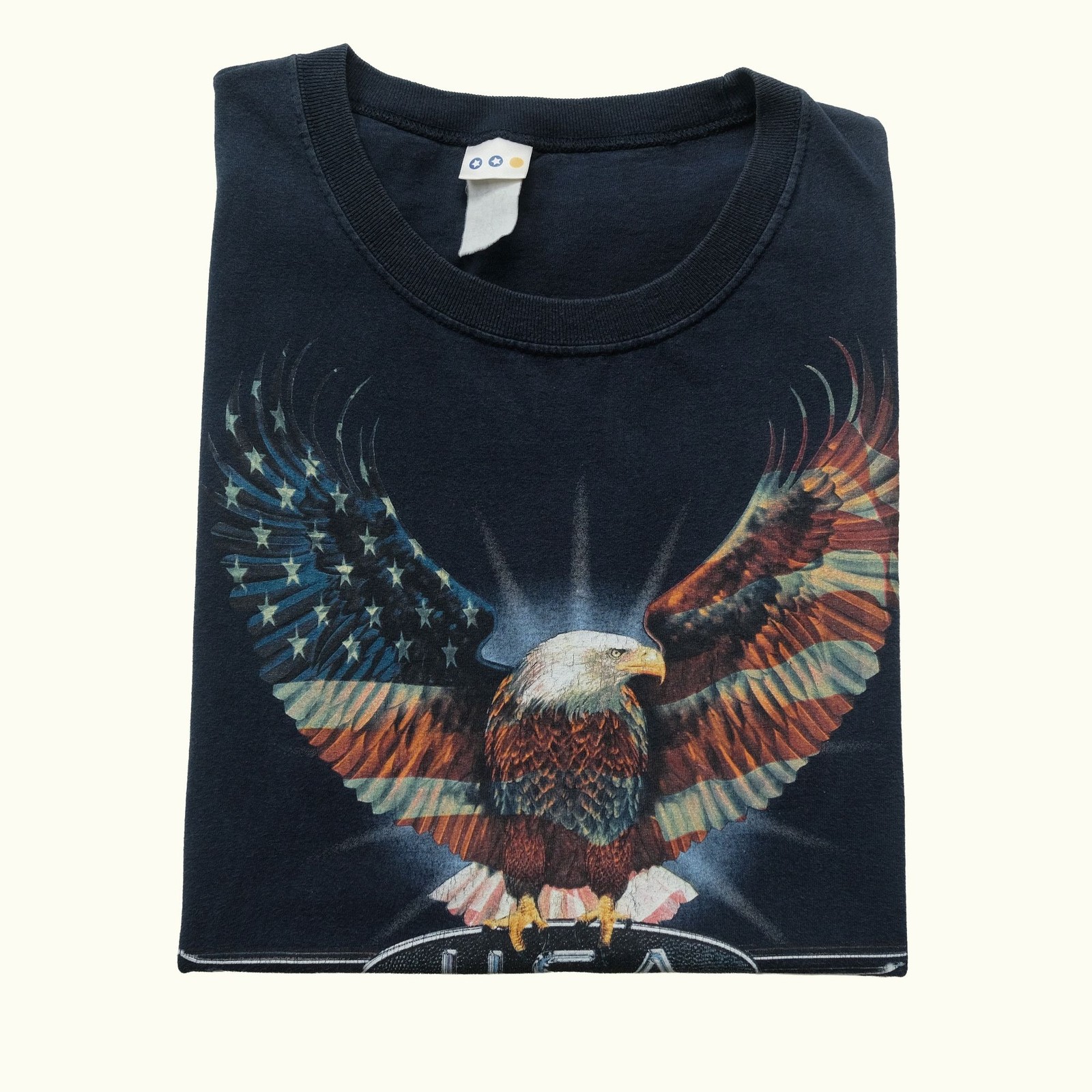 USA MADE VTG 90s EAGLE AMERICAN FLAG OUTDOOR GRAPHIC BLUE SLEEVELESS T SHIRT XL