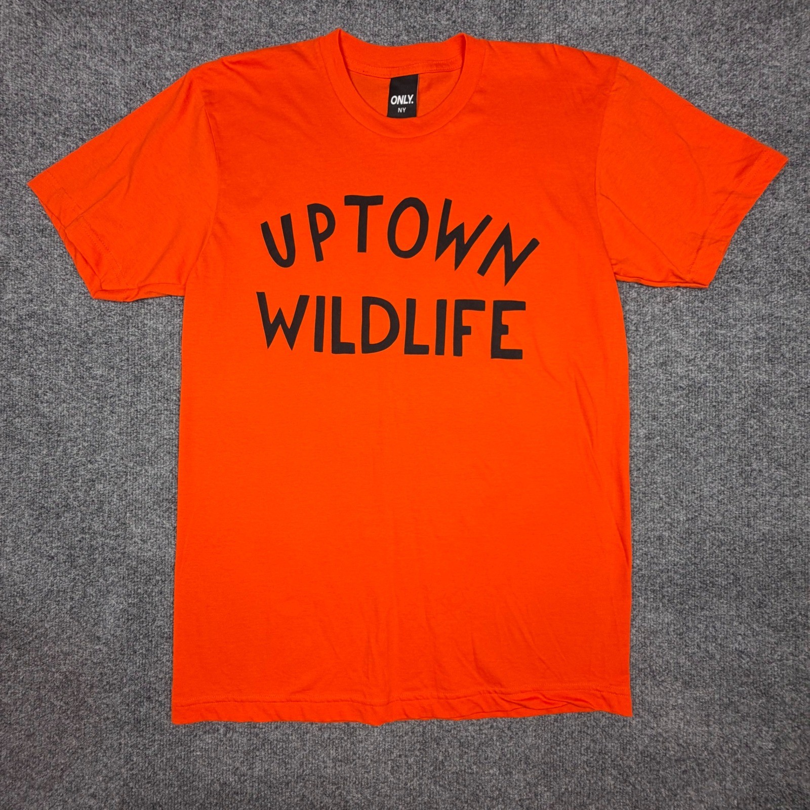 Only NY Uptown Wildlife Crew Neck Cotton T-Shirt Orange Streetwear Size M