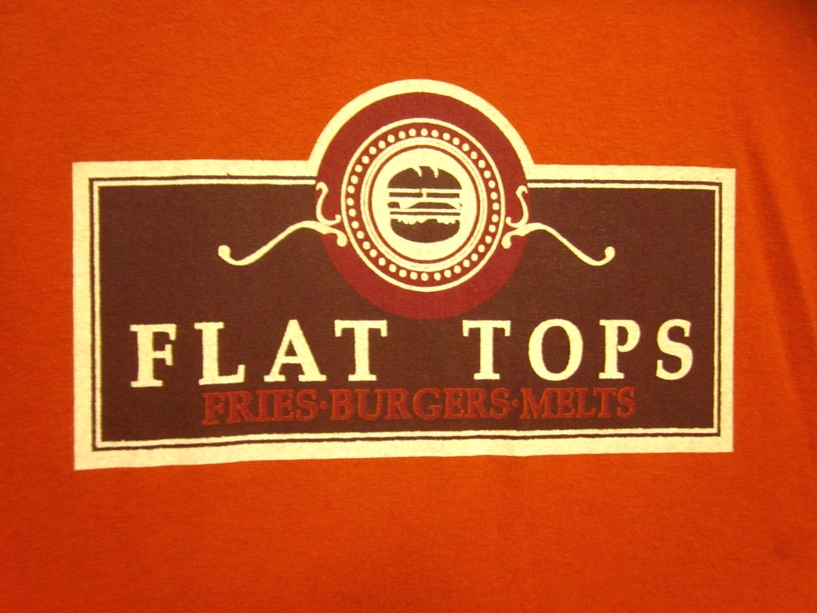 FLAT TOPS med T shirt Austin hamburgers Texas ice cream restaurant fast-food OG