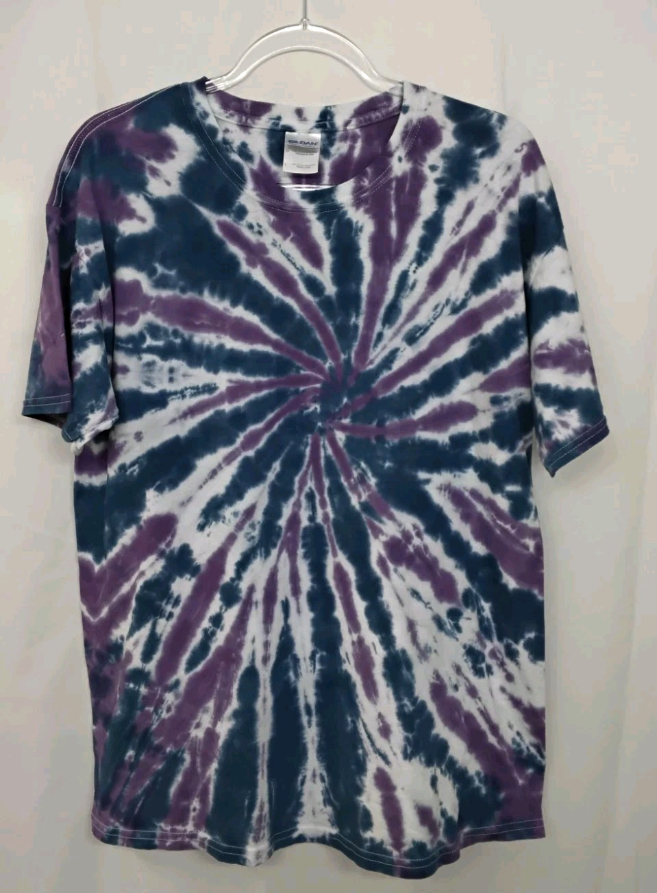 New Tie Dye Men’s T-Shirt Purple Blue Adult Large Multicolor Summer Spiral