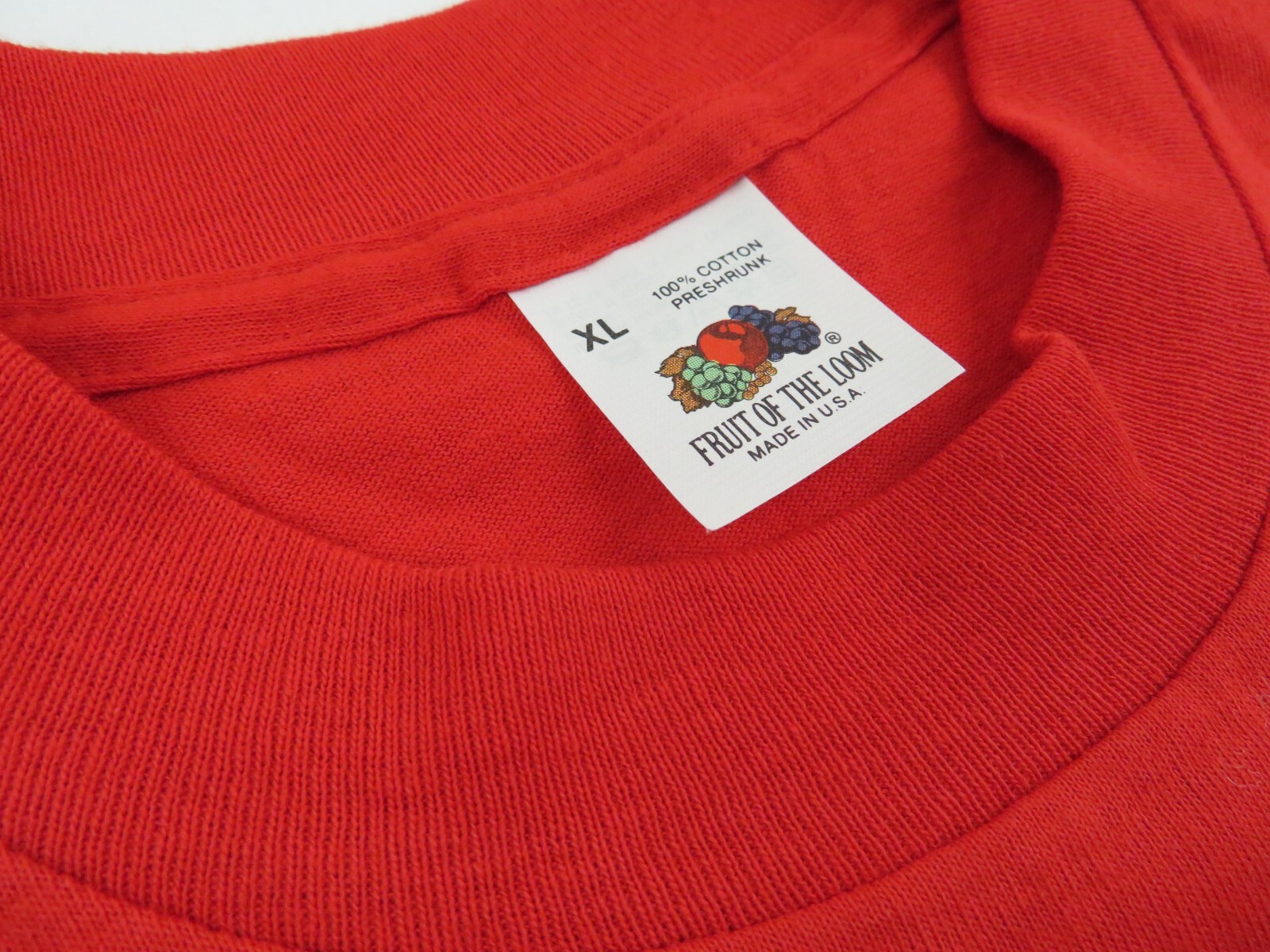 Vtg Fruit of the Loom USA T-Shirt XL Red Pocket Single Stitch Tee NOS 90s Blank