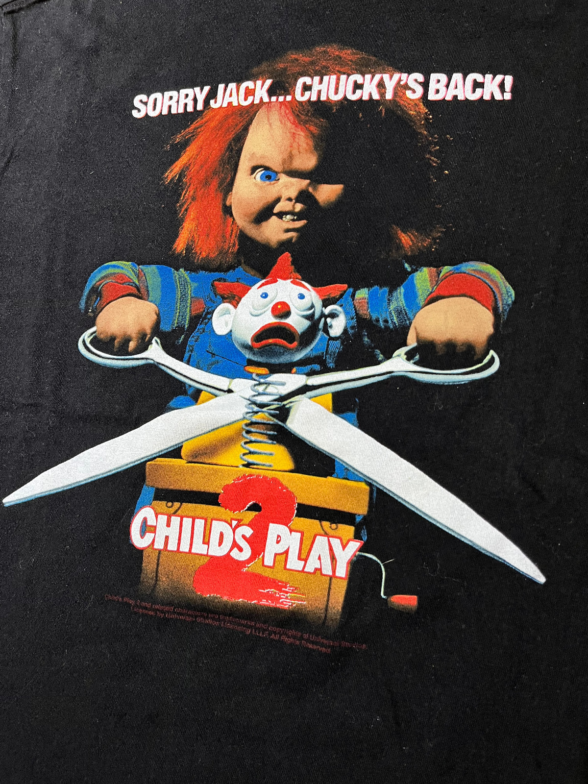 Child’s Play 2 Sorry Jack, Chucky’s Back Graphics BLACK T Shirt – Men’s M