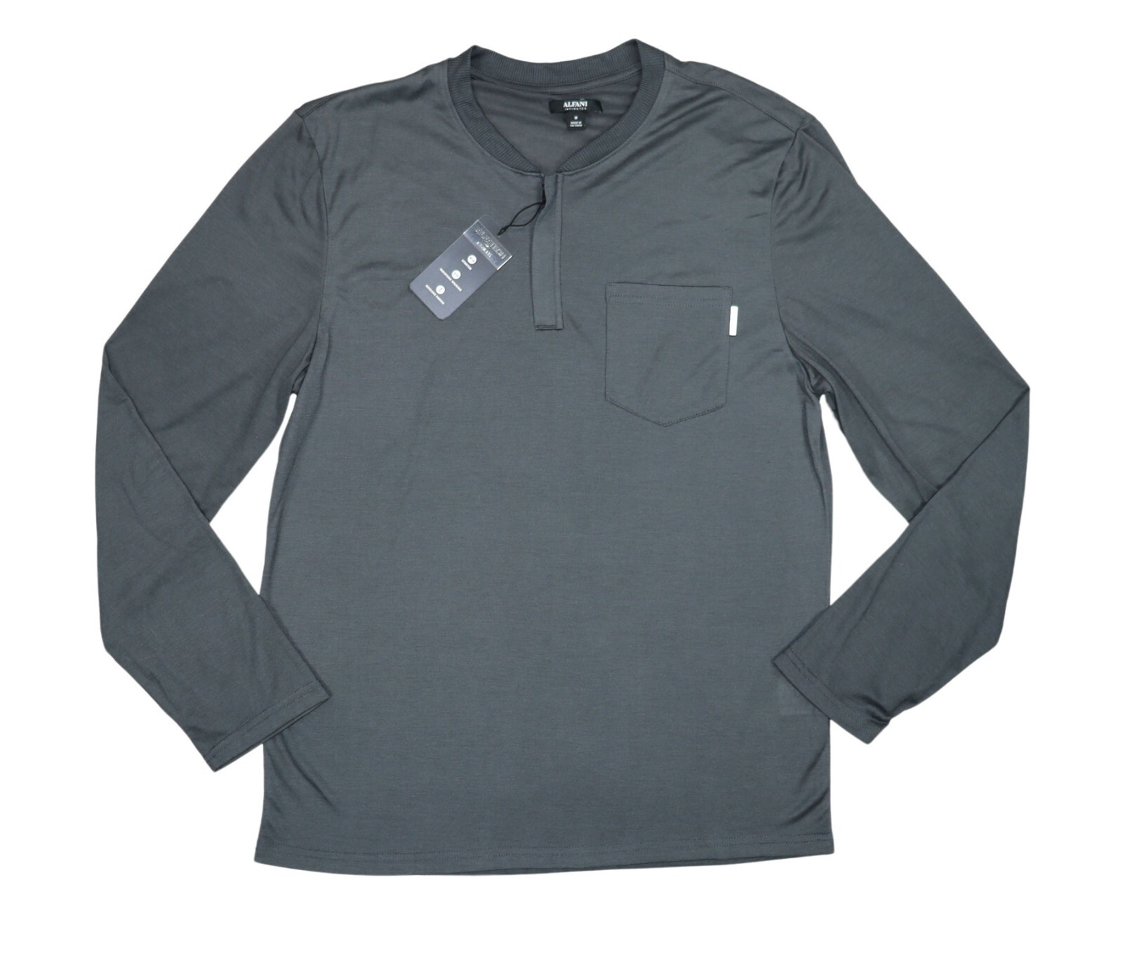 Alfani Solid Color 1/4 Zip Henley Long Sleeve AlfaTech Men’s T-Shirt XL NWT Grey