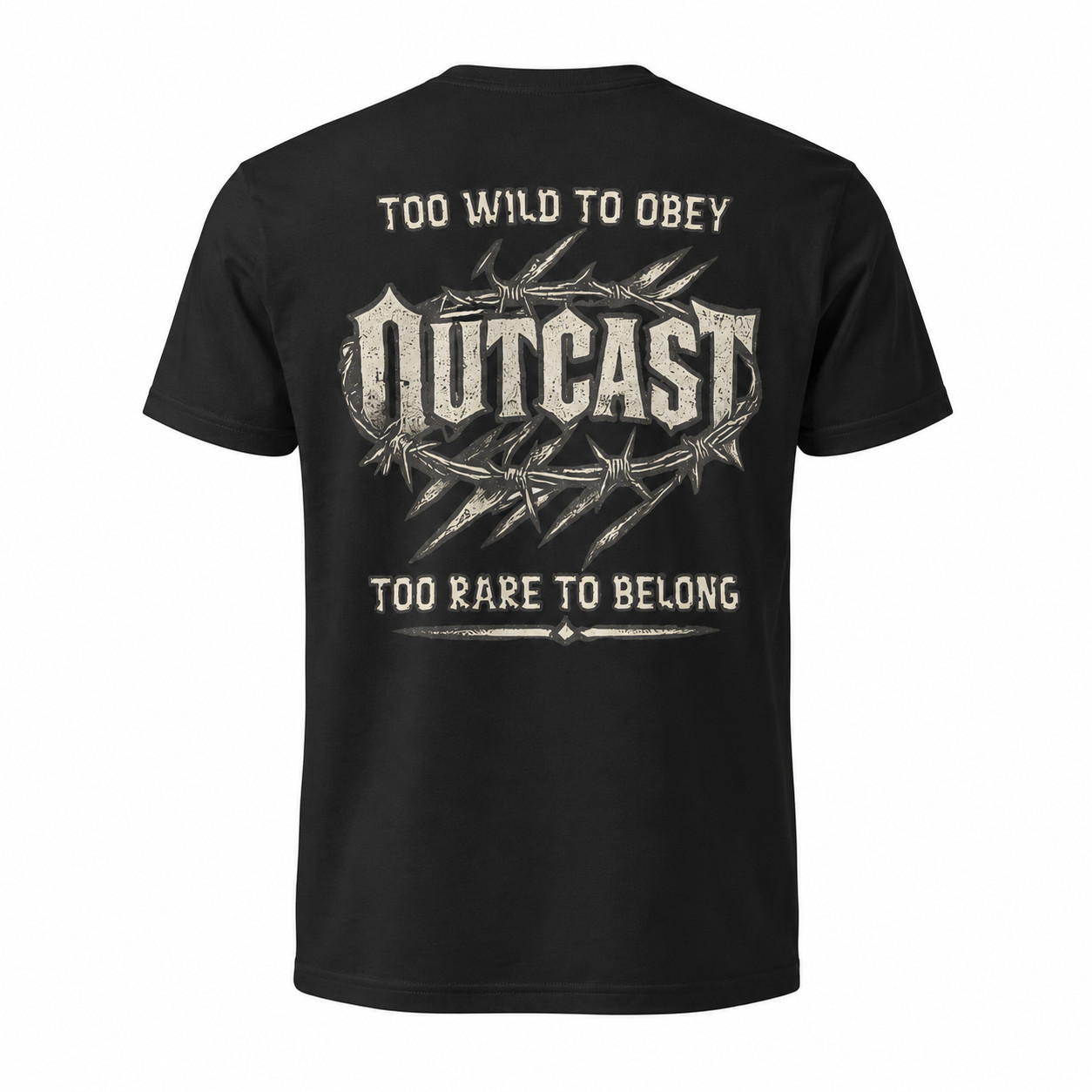 Outcast Gothic Graphic Tee Biker Streetwear Shirt Distressed Western Look
