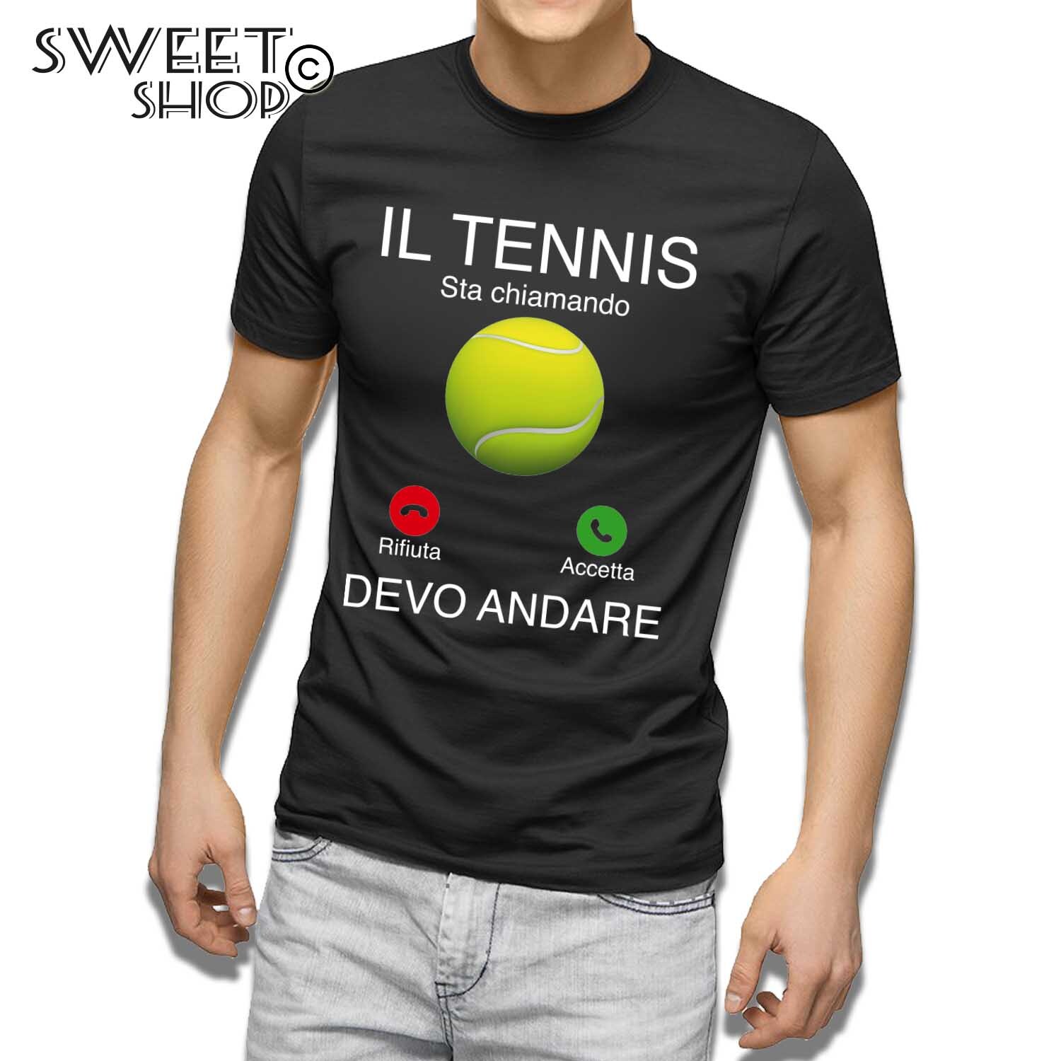 T-shirt maglietta TENNIS STA CHIAMANDO UOMO BAMBINO PLAYER SPORT IDEA REGALO
