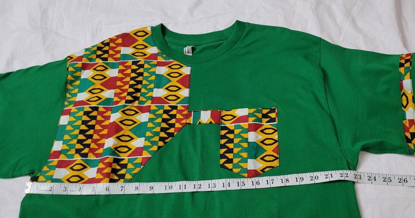 Alstyle Heavyweight Cotton Green Colorful Geometric T. Shirt Size XL EXCELLENT