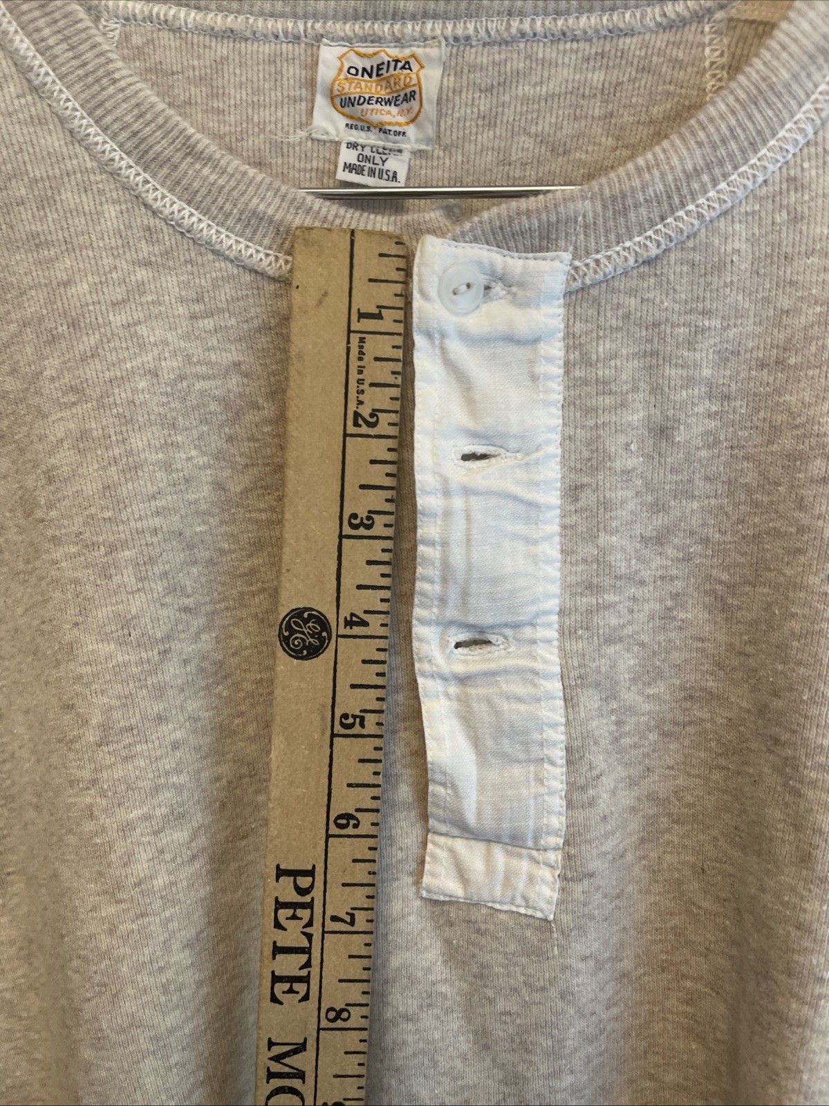 Vintage 1930s Oneita Standard Underwear Long Sleeve Wool Henley M 30s