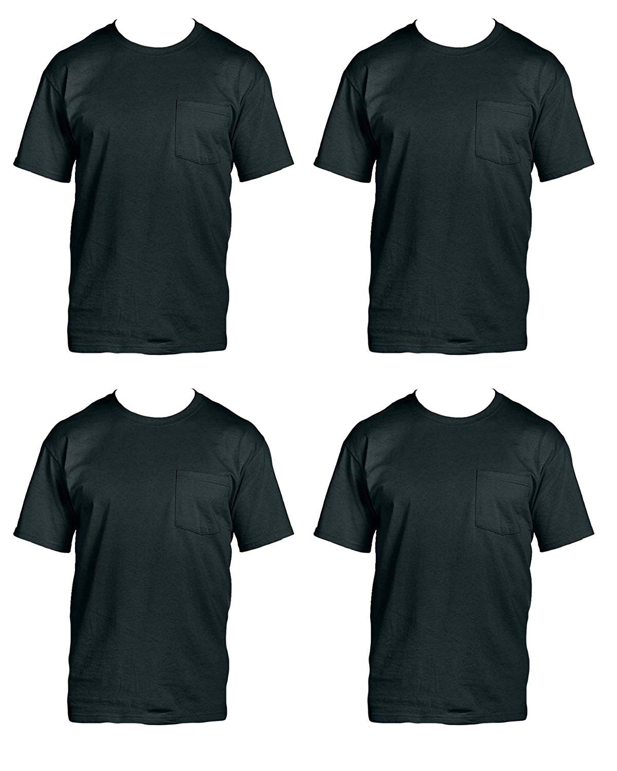 Fruit of the Loom Men’s 4-Pack Pocket Crew-Neck T-Shirt – Colors May Vary