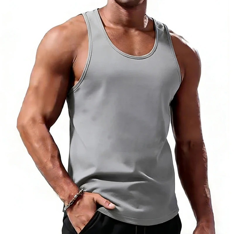 Mens Tank Top Muscle Gym Sleeveless Plain T-Shirts Tee A-Shirt 100%Cotton NEW