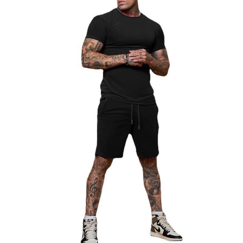 Men’s Summer Outfit 2-Piece Set Sweatsuit Short Sleeve T Shirts & Shorts Set Hot