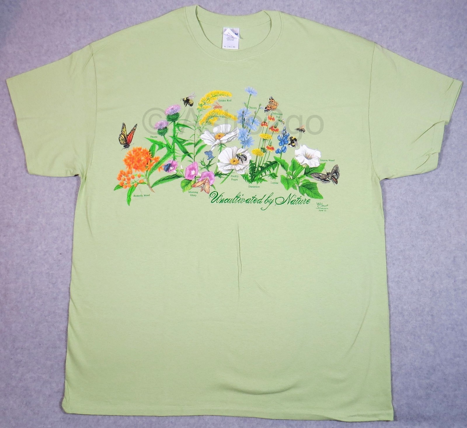 UNCULTIVATED BY NATURE-Weeds Garden Butterfly Bees Nature Science T shirt XL,2XL