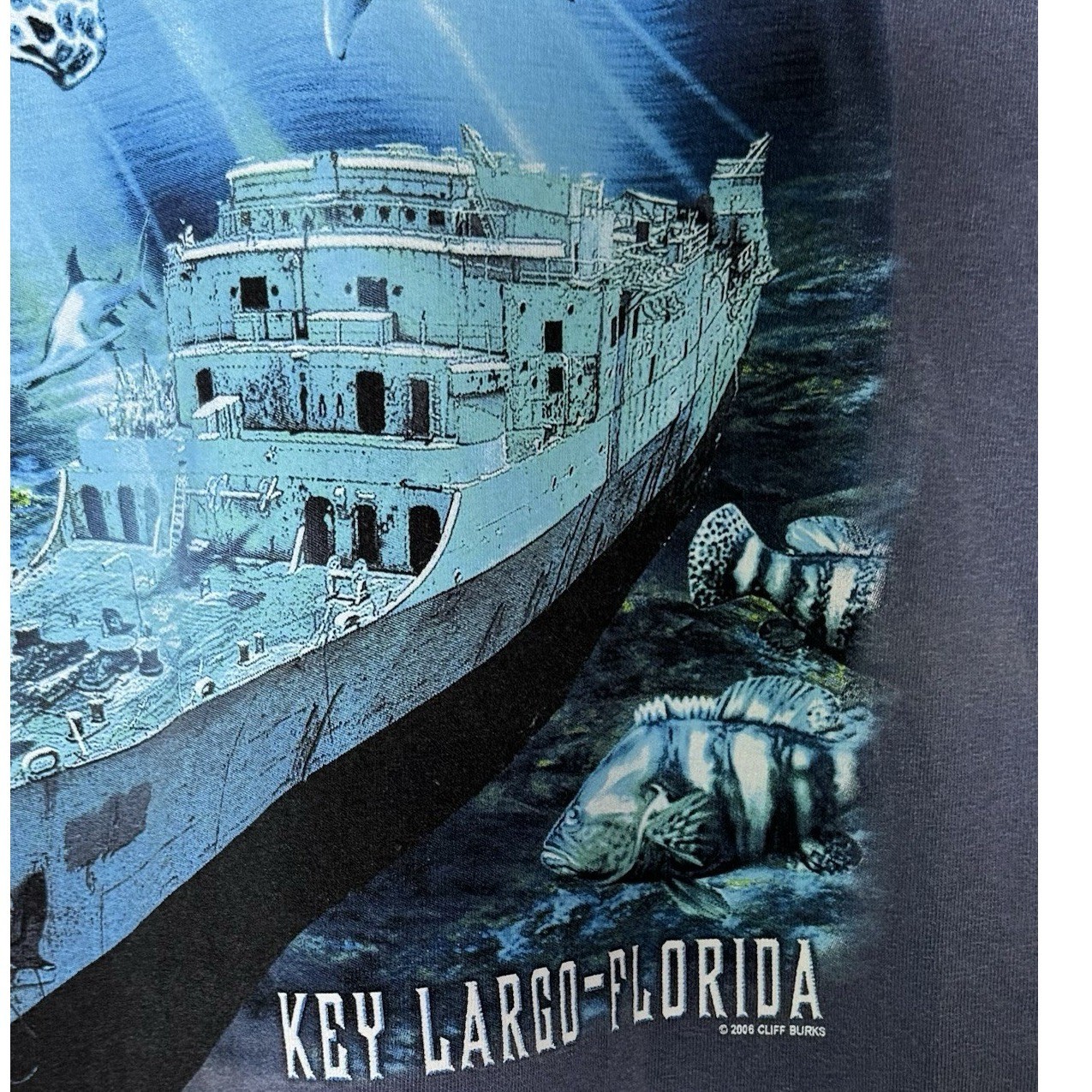 USS Spiegel Grove Graphic T-Shirt Key Largo Florida Vacation Ocean Divers Large