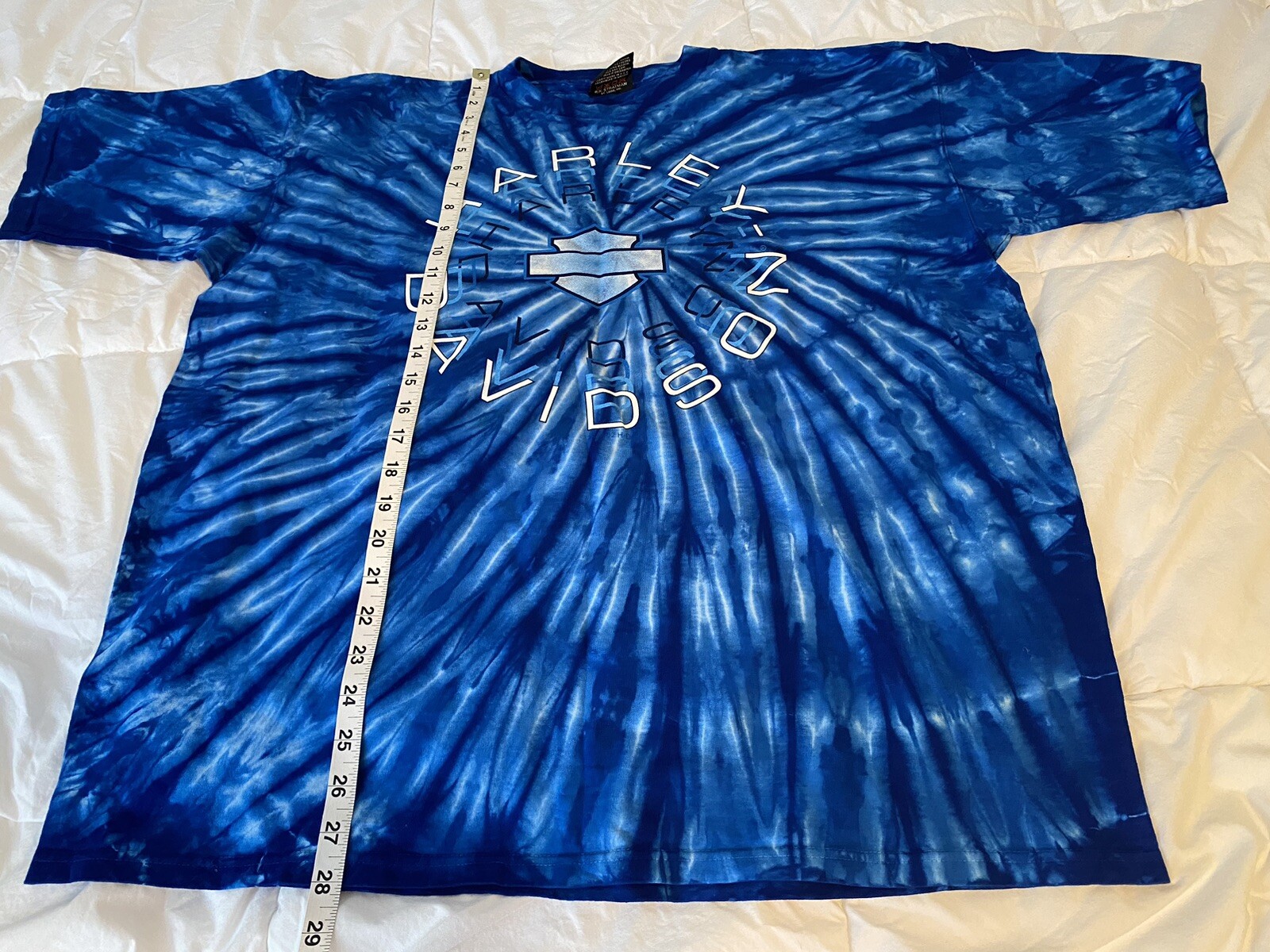 Vintage Harley Davidson Shirt Size Large Blue Tie Dye. Willimantic, CT.