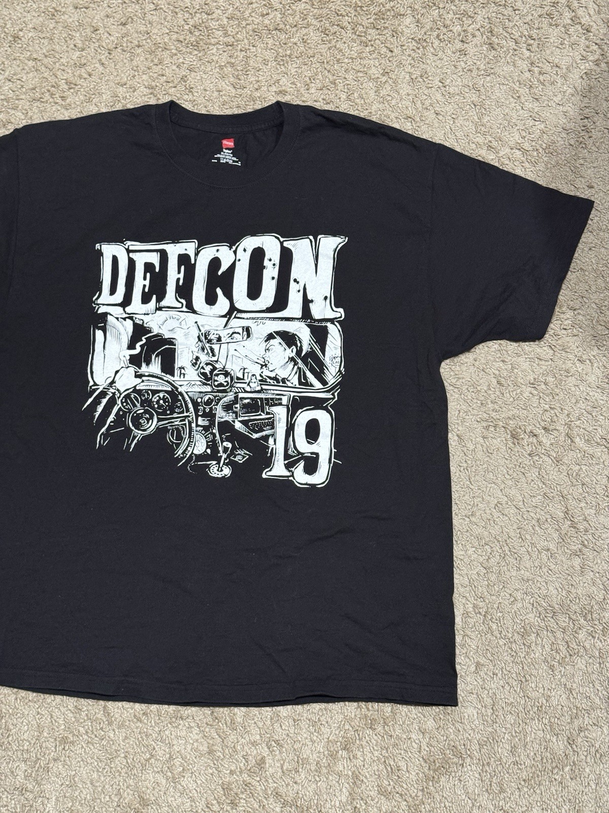 Hanes Men’s Black DEFCON 19 Hacker Graphic Logo Tagless Cotton T-Shirt XL