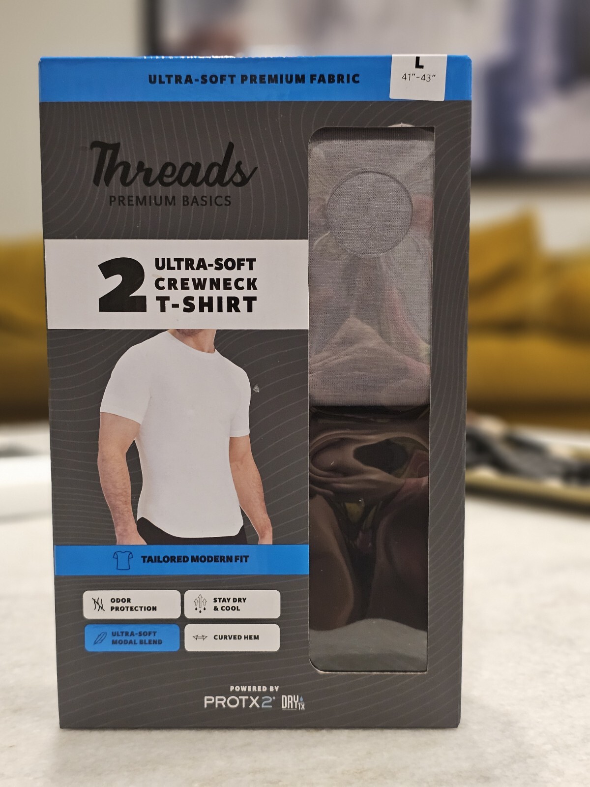 Threads Men’s Ultra-Soft Crewneck T-Shirt 2-Pack – Moisture Wicking, Anti-Odor L