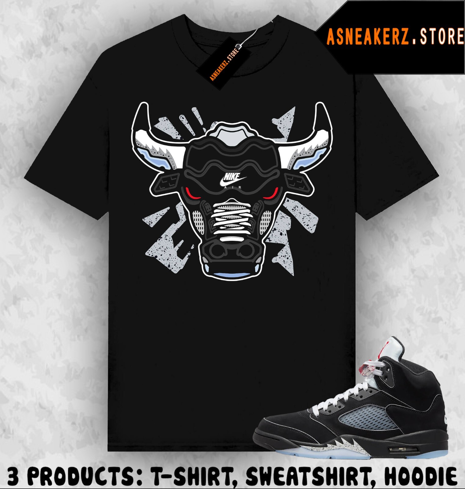Shirt Matching AJ 5 OG Black Metallic Reimagined Sneaker Sneakerhead Bulls 23