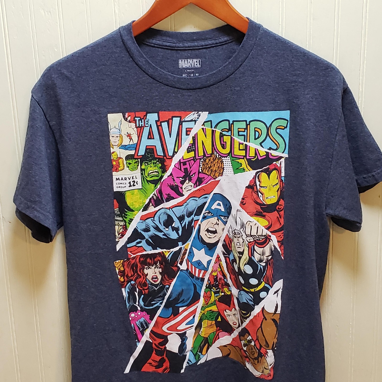 Marvel Avengers Captain America Shirt Mens Medium Blue Graphic Tee Comic Book