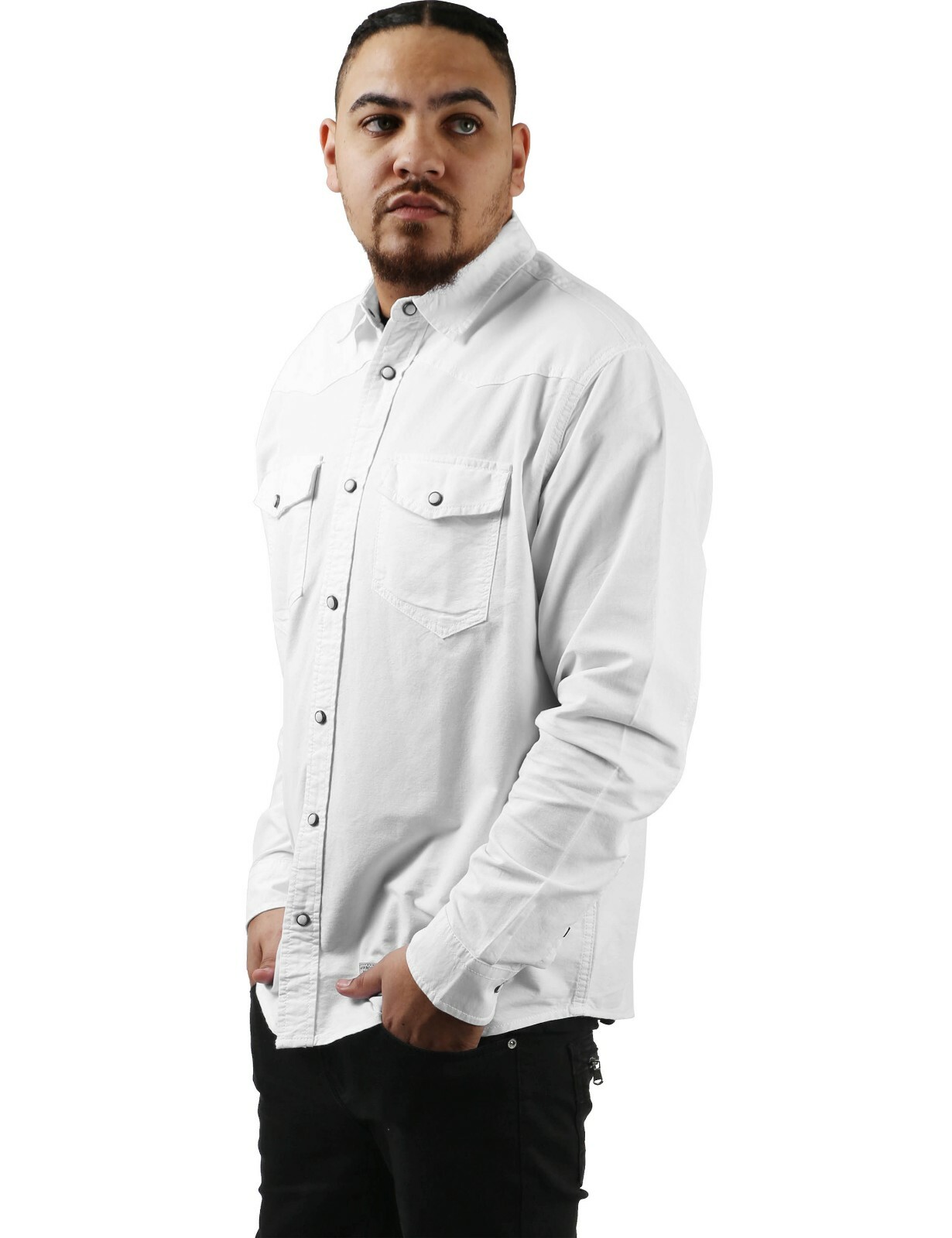 Mens Casual Button Down Shirts Long Sleeve Western Pockets