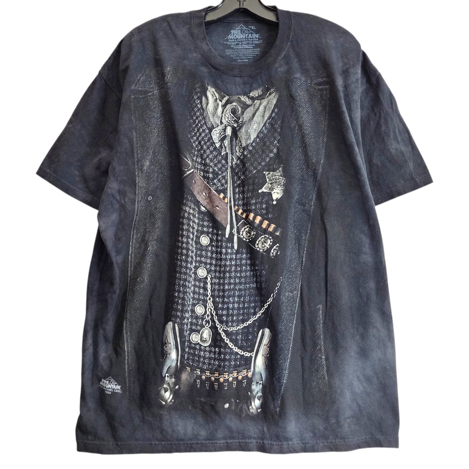 THE MOUNTAIN Shirt Adult XL Black Tie-Dye WESTERN COWBOY SHERIFF Outlaw Graphic