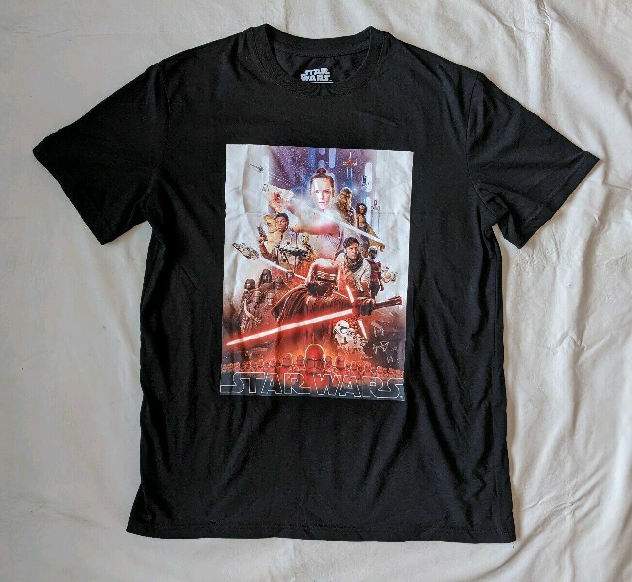 STAR WARS RISE OF SKYWALKER LARGE BLACK T SHIRT LUKE DARTH VADER OFFICIAL MOVIE