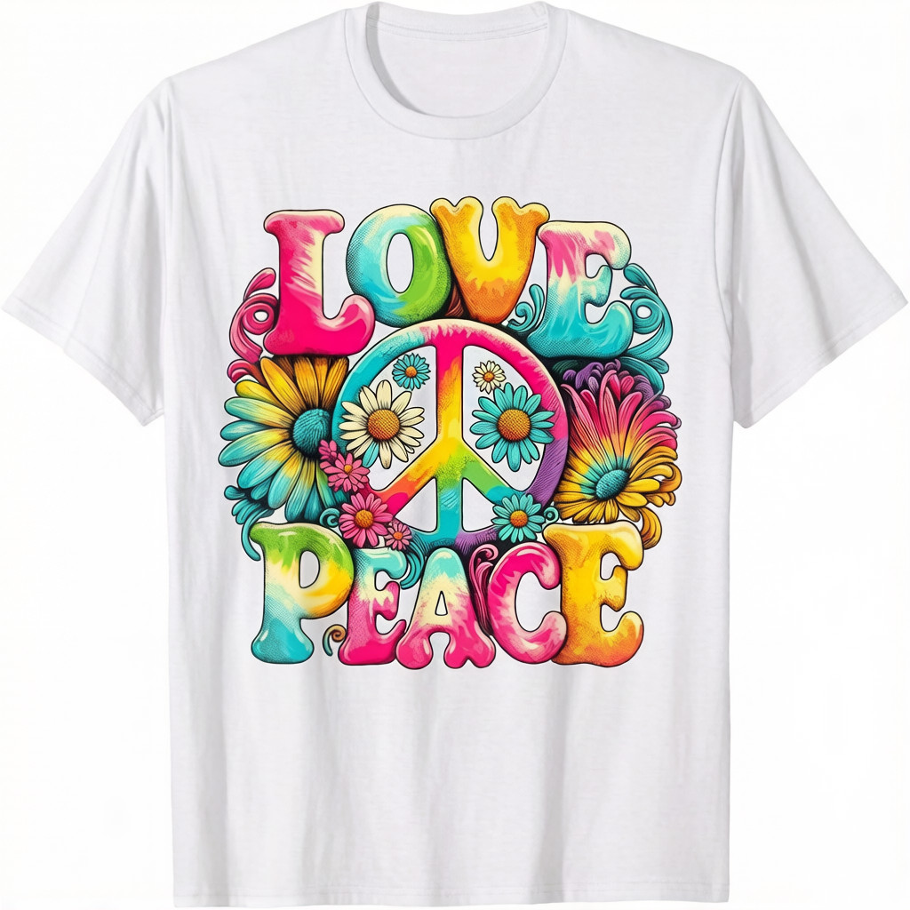 Hippie Peace Sign Love Tie Dye Hippie T-Shirt