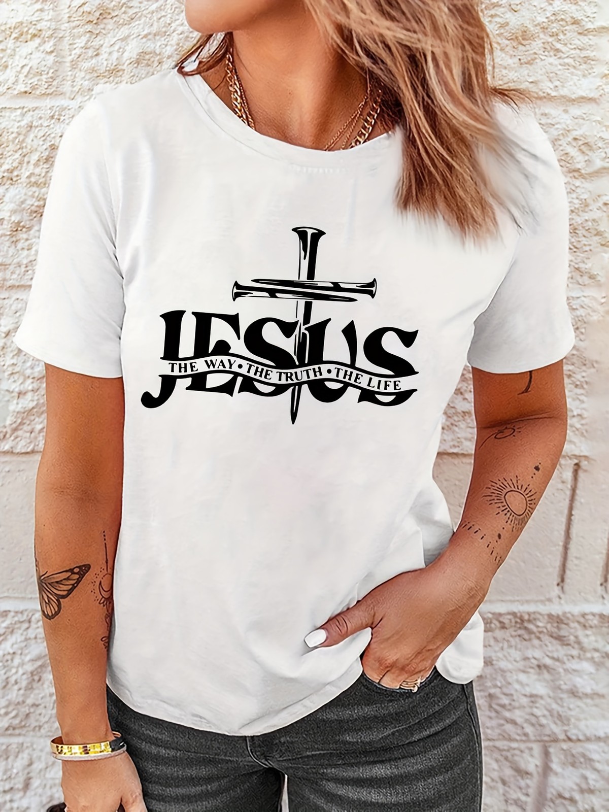 Jesus Is Essential Yesterday Today Forever Letter Print T-Shirt