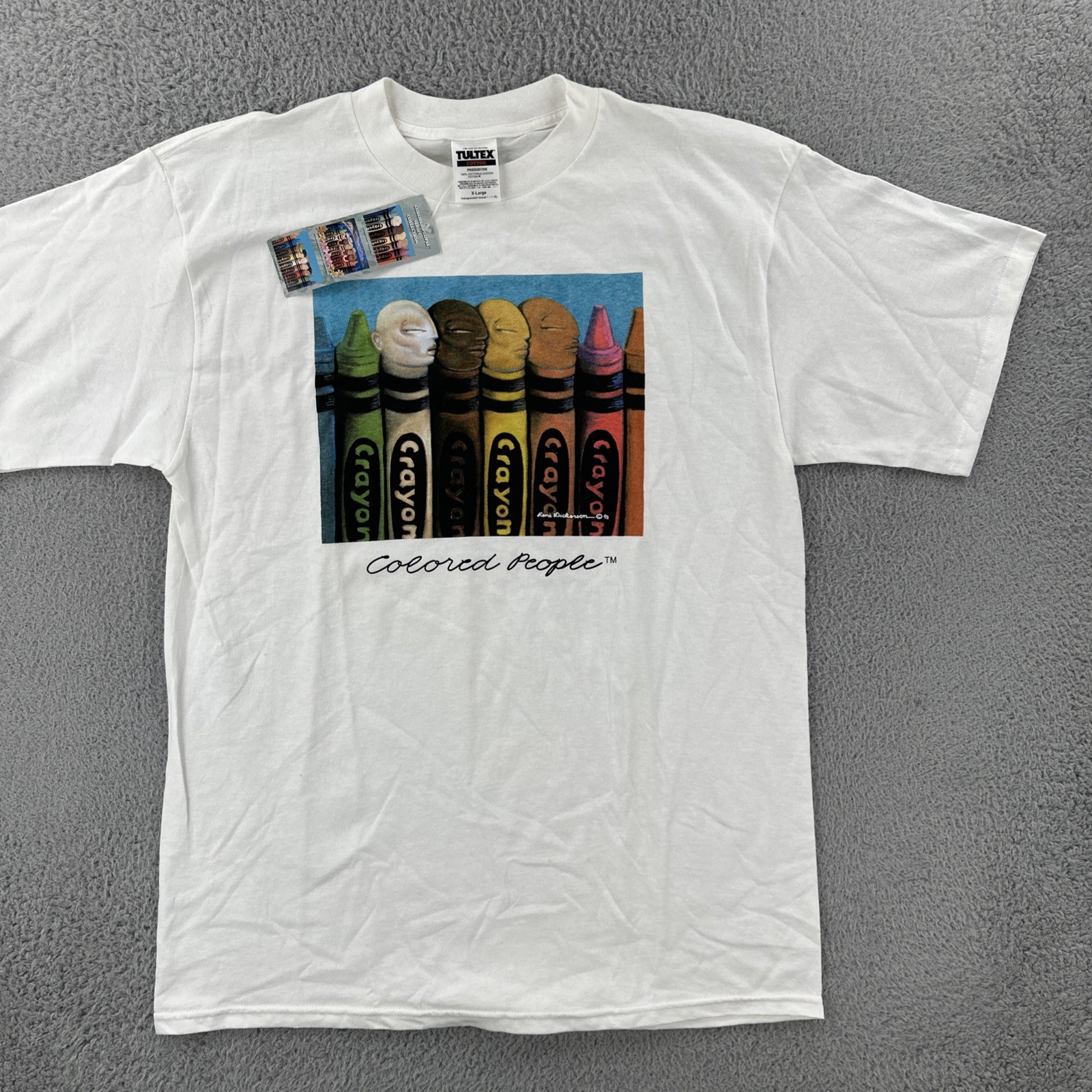 Vtg Tultex Mens XL White Shirt Rene Dickerson Colored People Art Tee 93 NWT 90s