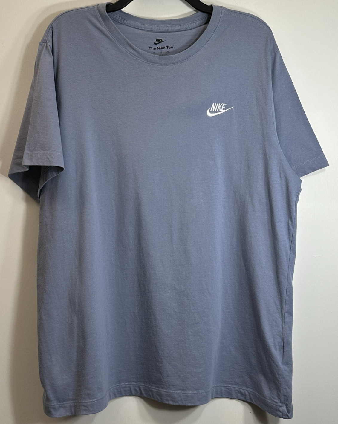 Nike T-Shirt NSW Club Size XL Men’s Blue/Gray Embroidered Logo AR4997 493 Cotton