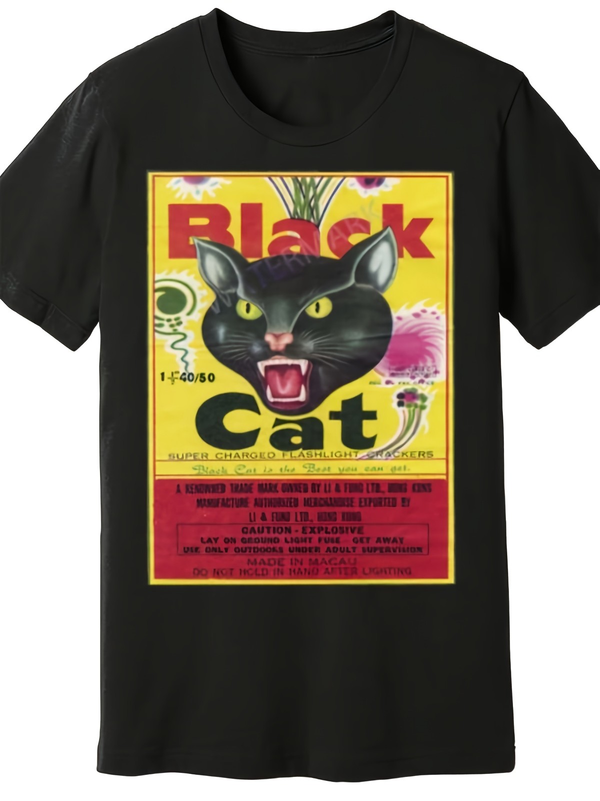 Men’s Vintage 60s 70s Retro Band Graphic T-Shirt – Black Cat Firecrackers & Vi