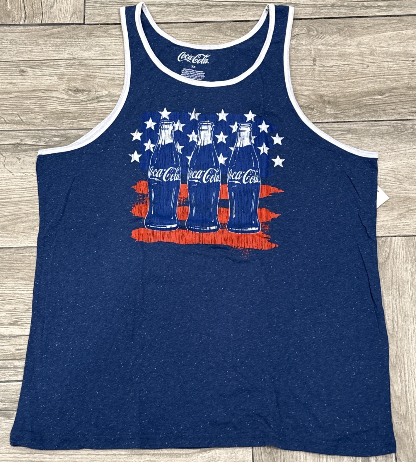 2017 Officially Licensed Coca-Cola Red White Blue Ringer Style Tank Top Size 2X
